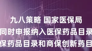 九八策略 国家医保局：企业可同时申报纳入医保药品目录和商保创新药目录